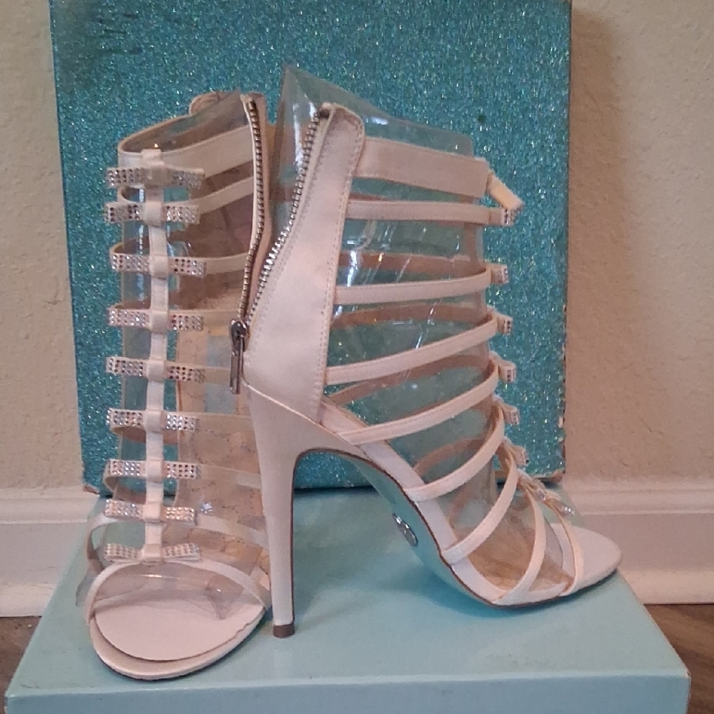 Betsey Johnson Champagne Strappy Heels - Picture 2 of 4